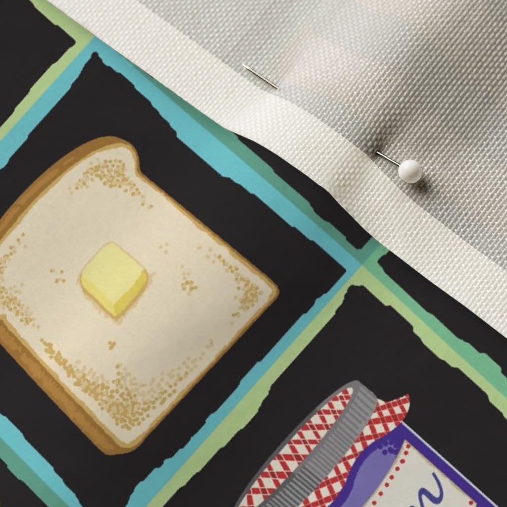 Whimsical Breakfast Pancakes Fruit Coffee Printed Velvet Fabric by The Yard - Upholstery, Home Decor & Apparel Material for Kitchen Curtains, Throw Pillows & DIY Crafts