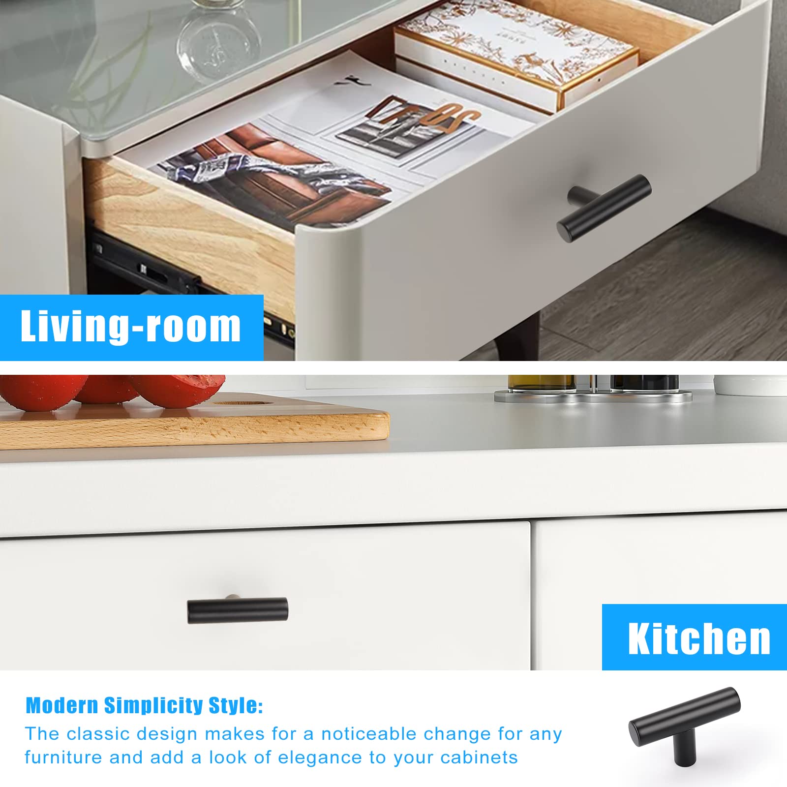 KNOBWELL 12 Pack Black Cabinet Knobs - Single Hole 2 Inch Matte Black Dresser Drawer Knobs and Pulls for Cabinet, Cupboard, Vanity - Perfect for Kitchen, Bathroom & Bedroom Furniture Upgrade
