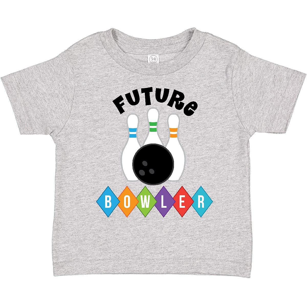 Inktastic Future Bowler Bowling Pins Toddler T-Shirt - Cute Kids Bowling Outfit for Boys & Girls - Perfect for Birthday Parties, Bowling Alley Fun & Casual Wear