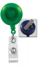 100 Pack Green Round Translucent Plastic Badge Reel with Swivel Back & Clear Vinyl Strap - ID Card Holder for Nurses, Teachers, Events, and Office Professionals - Bulk Badge Reels for Conferences, Hospitals, Schools, and Workplaces