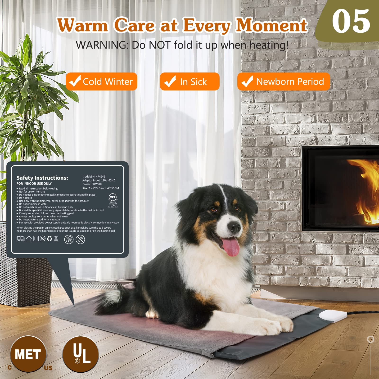 Premium Waterproof Pet Heating Pad for Dogs & Cats - 15.7