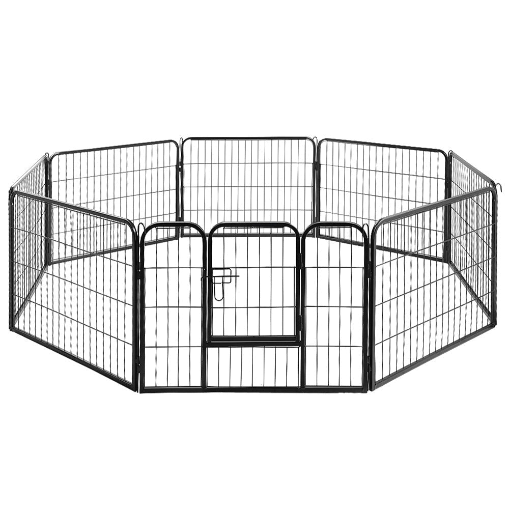 8 Panel Pet Dog Playpen - 80x60cm Portable Puppy Exercise Cage & Enclosure Fence for Indoor/Outdoor Play, Training, and Safety - Ideal for Small to Medium Dogs