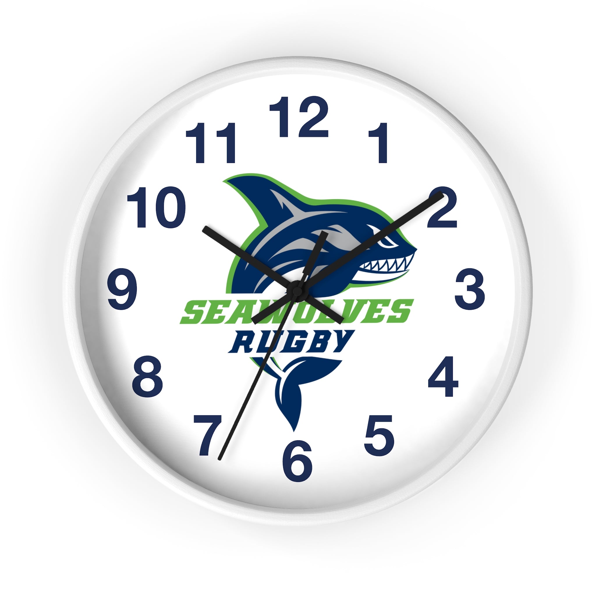 Seawolves Wall Clock - Silent Non-Ticking Battery Operated Round Clock for Home, Office, or Dorm Decor - Perfect for Sports Fans and Coastal Theme Rooms