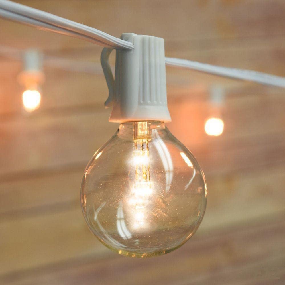 31 FT Shatterproof LED Outdoor String Lights - 10 Socket E12 C7 Base, White Cord, G50 0.5W Bulbs - Perfect for Patio, Garden, Backyard & Party Decor - Weatherproof & Energy Efficient Lighting
