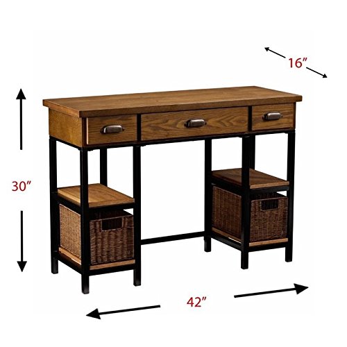Southern Enterprises SEI Furniture Mirada Writing Desk in Weathered Gray and Matte Black - Modern Home Office Desk for Small Spaces, Study & Workstation Use