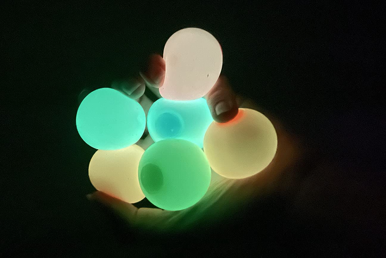 2 Packs of 3 Small Glow in The Dark Stress Balls - 1.5