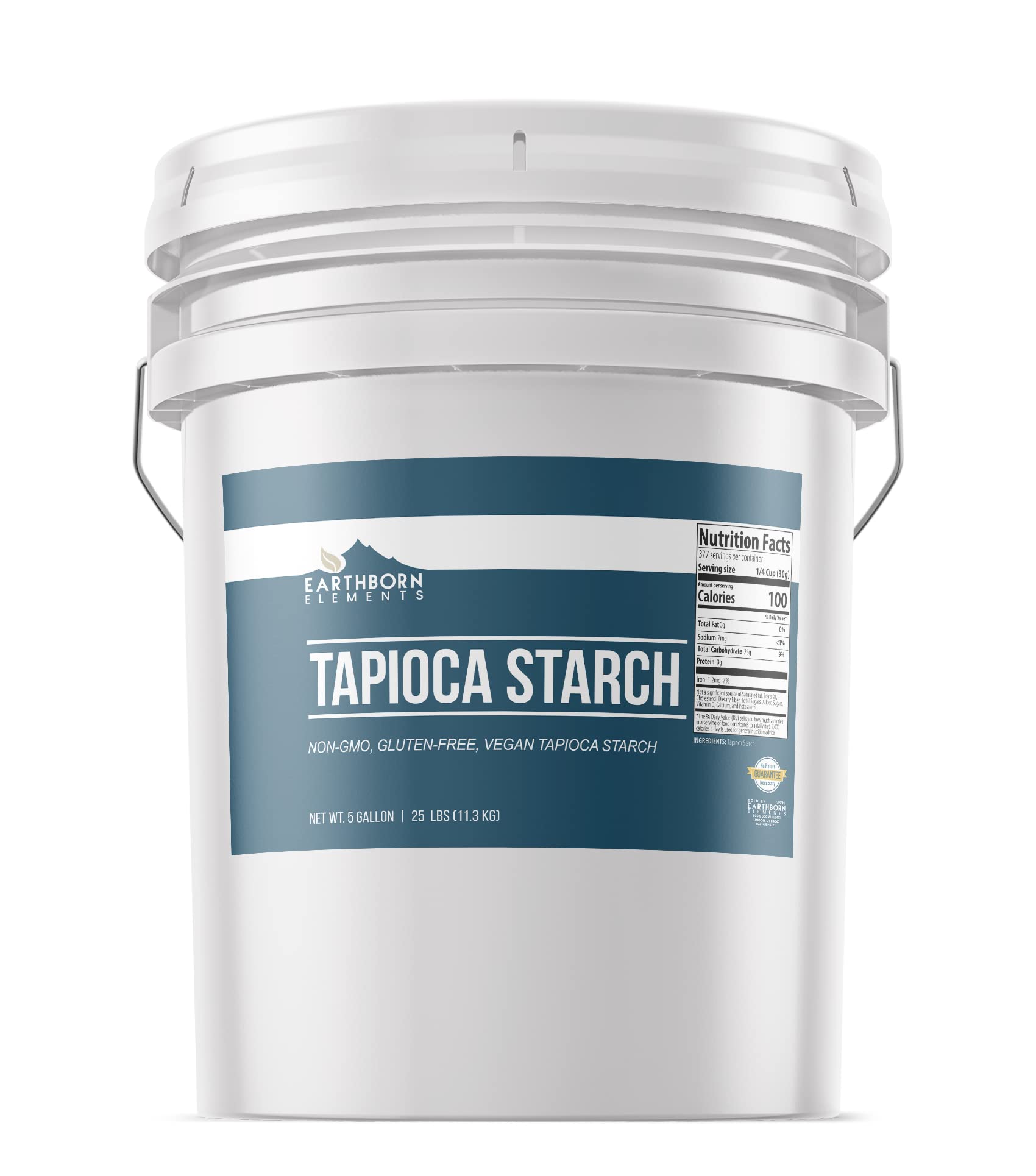 **Earthborn Elements Tapioca Starch (5 Gallon) – Premium Tapioca Flour in Resealable Bucket – Ideal for Baking, Cooking & Gluten-Free Recipes**