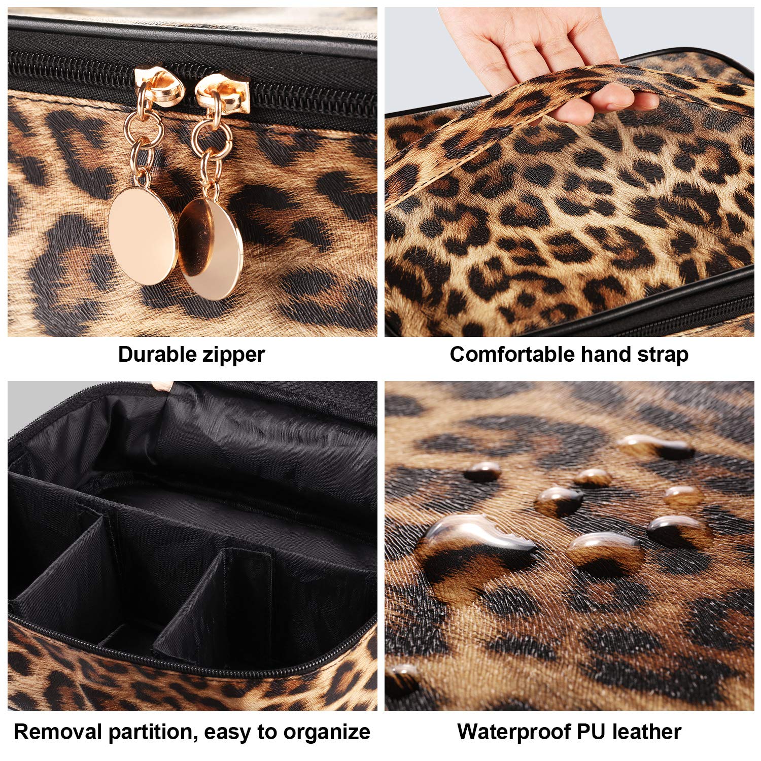 3-Piece Leopard Print Makeup Bag Set for Travel & Storage