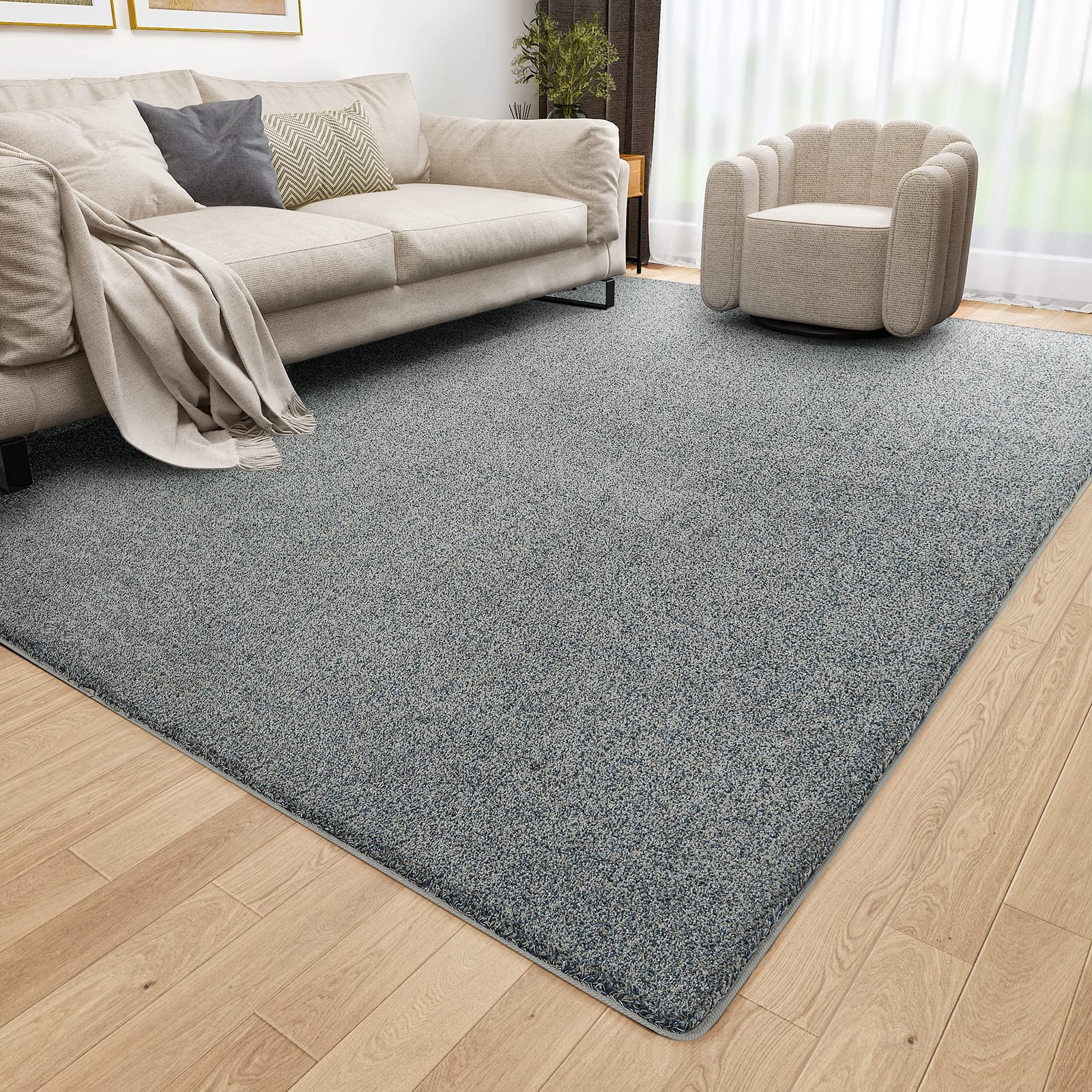 6.5x10 Feet Soft Comfortable Shag Area Rugs - Non-Slip Washable Modern Floor Carpet for Living Room & Bedroom - Grey Home Décor | Perfect for Cozy Spaces, Home Theater, and Nursery Comfort