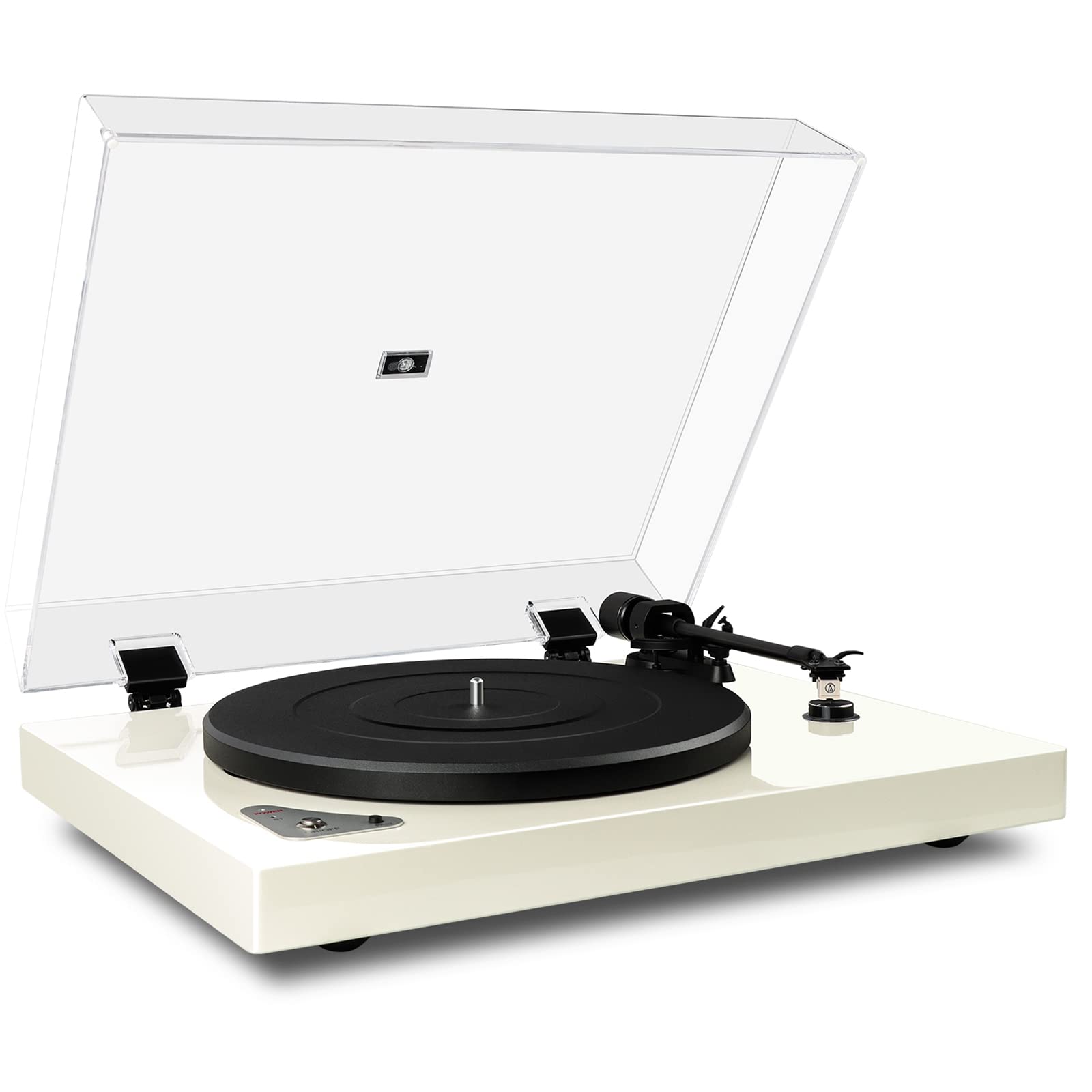 Premium Bluetooth Belt-Drive Turntable with AT-3600L Cartridge | Built-in Preamp | Adjustable Counterweight | 2-Speed Hi-Fi Vinyl Record Player (White) | Perfect for Home Entertainment, DJ Mixing & Vintage Music Listening