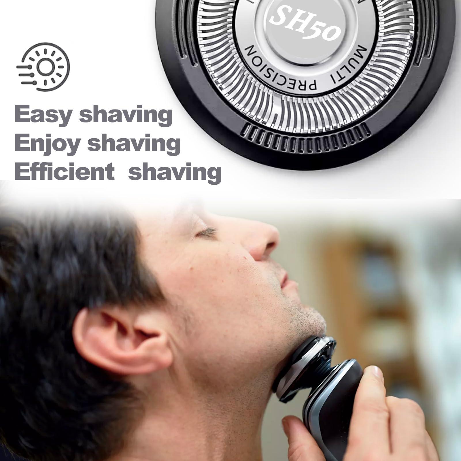 SH50 Replacement Heads for Philips Series 5000 Electric Shavers - 3 Pack High Performance Rotary Blades for Fast, Smooth & Close Shave - Perfect for Travel, Daily Grooming & Sensitive Skin Care