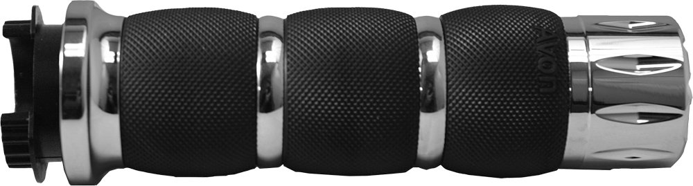 Avon Grips Air Cushioned Rival Motorcycle Grips - Chrome (MT-AIR-90-CH-RIV) for Comfortable Riding & Vibration Reduction | Ideal for Harley, Cruiser & Touring Bikes