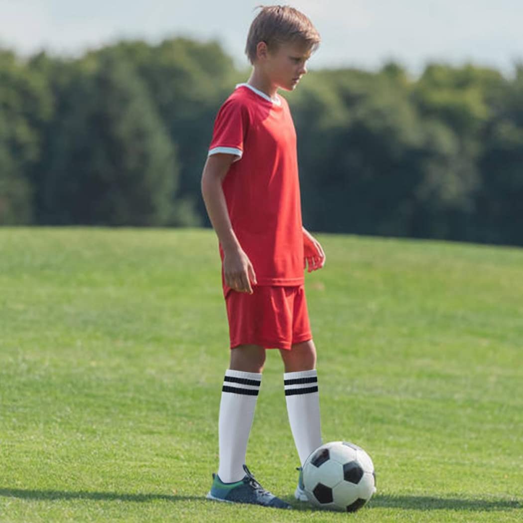 FOMANN 4 Pack Kids Soccer Socks for Boys & Girls - Breathable Sports Socks for Teens & Children - Perfect for Soccer Games, Training & Daily Wear