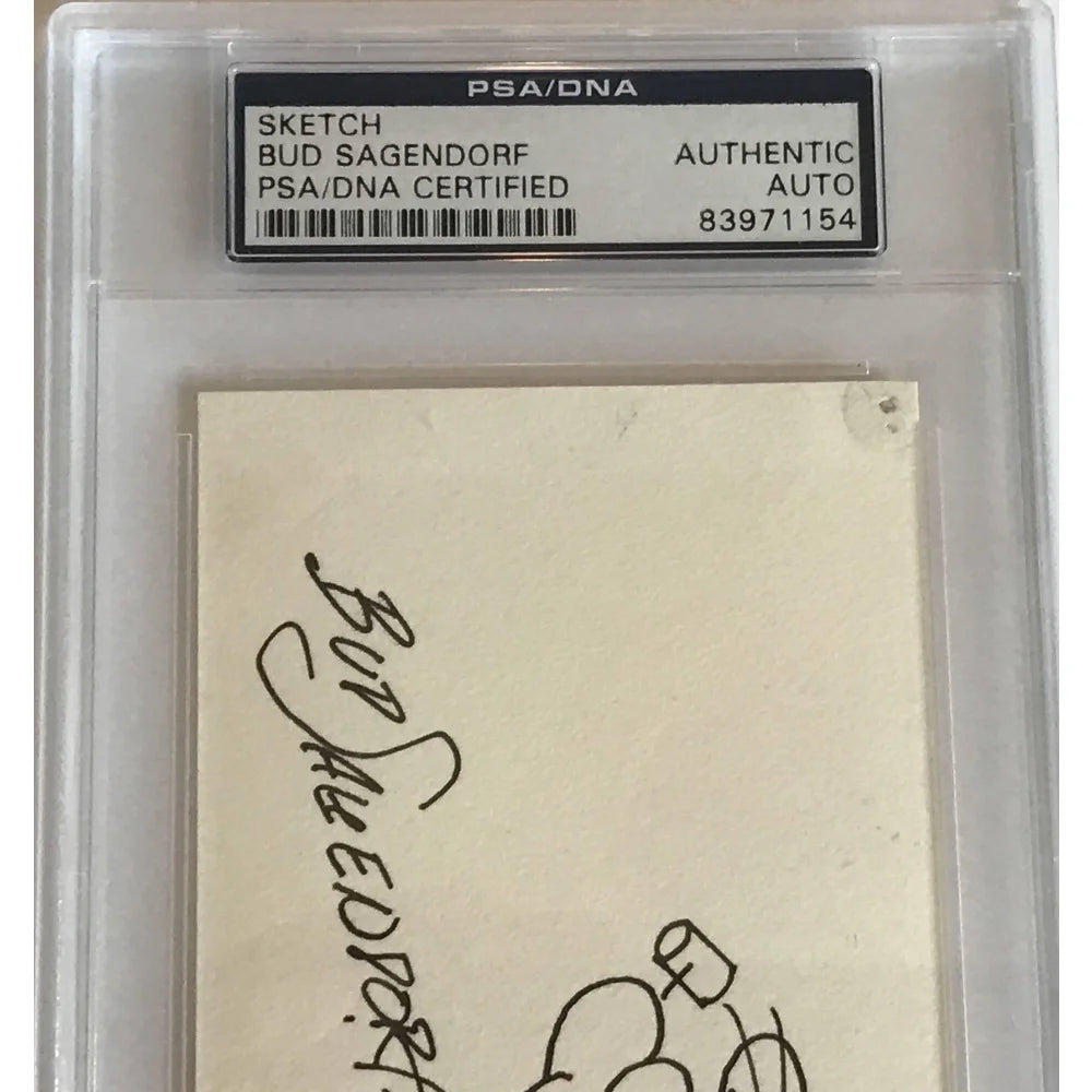 Bud Sagendorf Signed Popeye Sketch Card with PSA/DNA COA - Authentic Index Card Autograph - Perfect for Comic Collectors & Popeye Memorabilia Fans