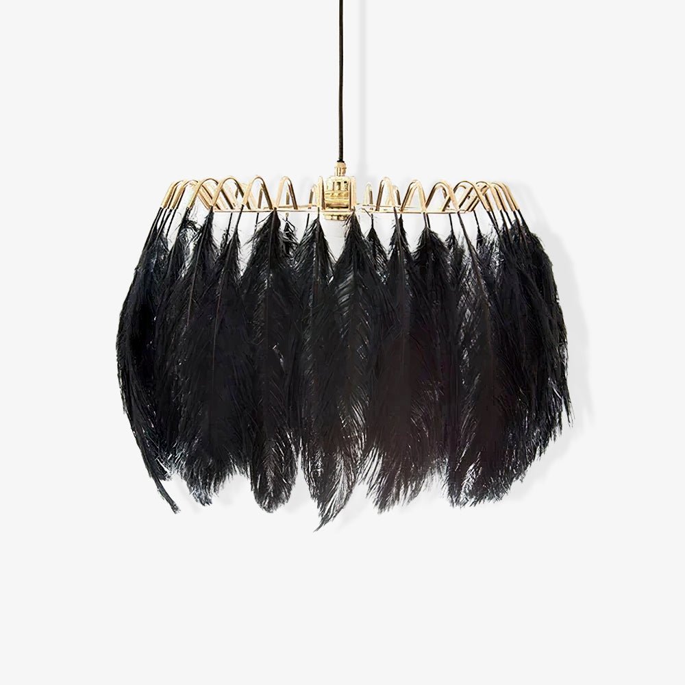 Feather Pendant Lamp - Handmade Bohemian Style Ceiling Light Fixture for Living Room, Bedroom, Dining Room & Kitchen Decor