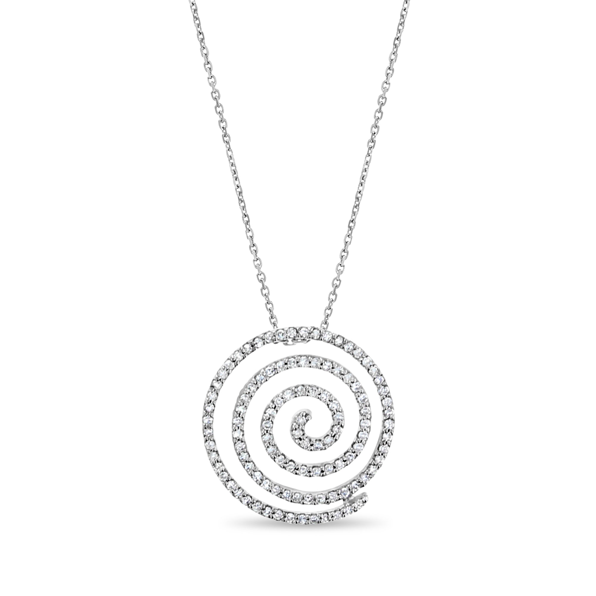 14K White Gold Circular Pave Diamond Pendant Necklace - 0.45 Carat Total Weight, Elegant Jewelry Gift for Women, Perfect for Anniversaries, Birthdays & Special Occasions
