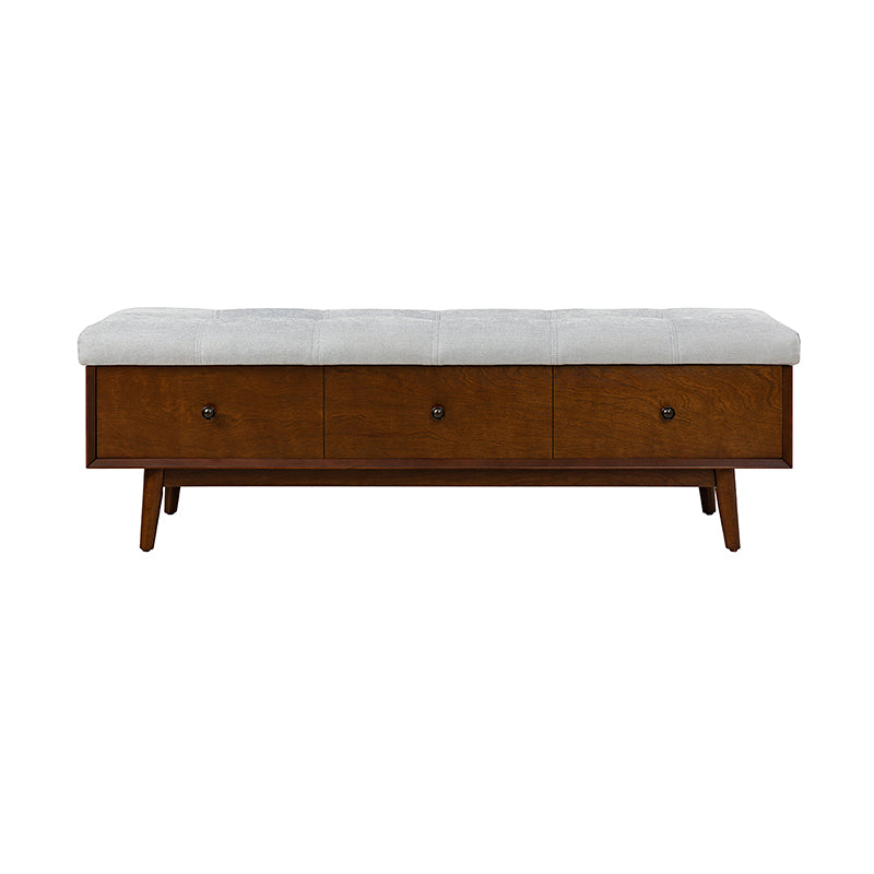 Cherry Wood Upholstered Flip Top Storage Bench with Cushion - Stylish Ottoman for Entryway, Living Room & Bedroom Storage