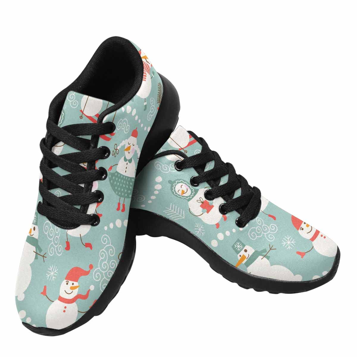 **InterestPrint Women's Running Shoes - Lightweight Breathable Athletic Tennis Sneakers - Cute Little Penguin with Santa's Cap Design - Perfect for Christmas Gifts, Jogging & Casual Wear**