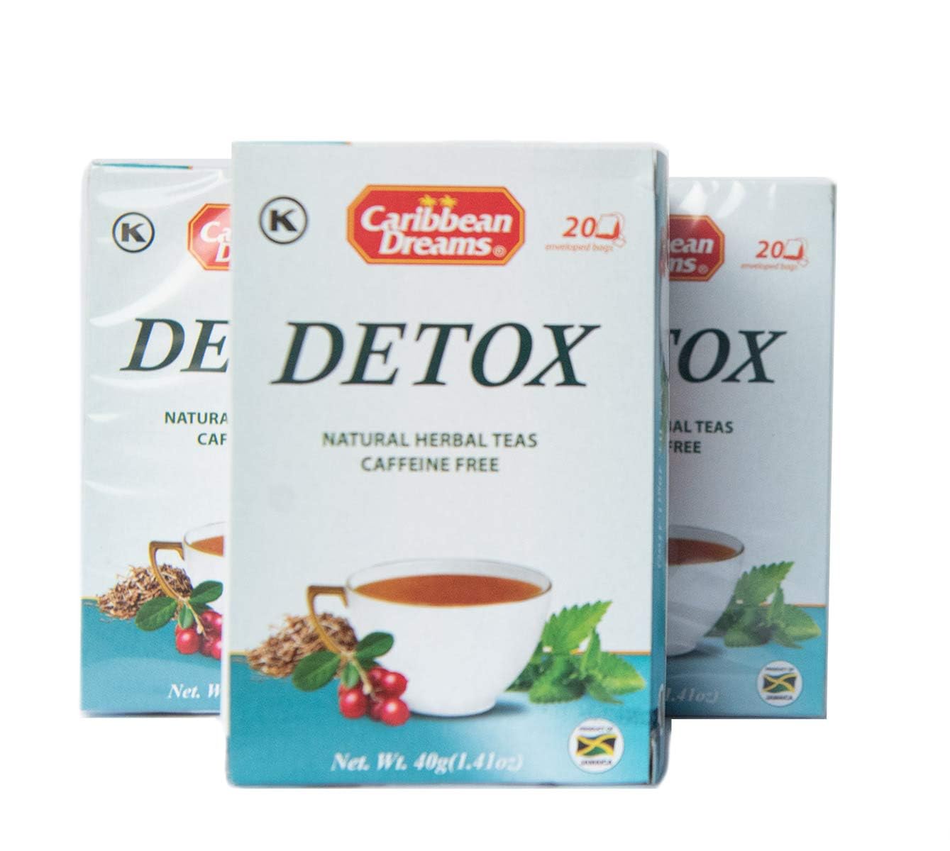 Caribbean Dreams Detox Tea - 20 Tea Bags | All Natural Herbal Cleansing Tea | Caffeine Free | Pack of 3-60 | Natural Herbal Detox Tea | Perfect for Daily Cleansing & Wellness Routine