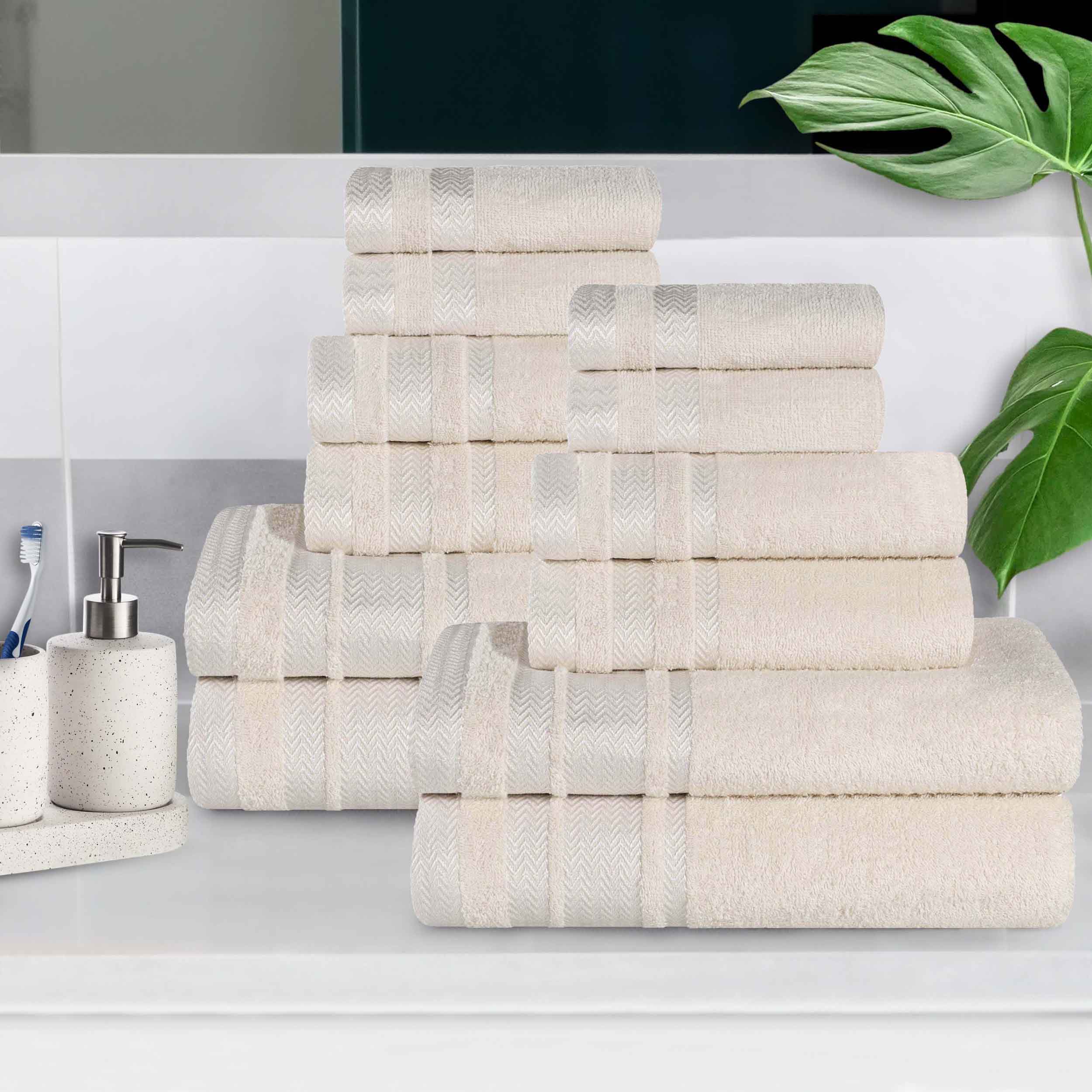 Premium 12-Piece Cotton Towel Set - Medium Weight, Soft & Absorbent Bath Towels for Spa, Gym & Everyday Use