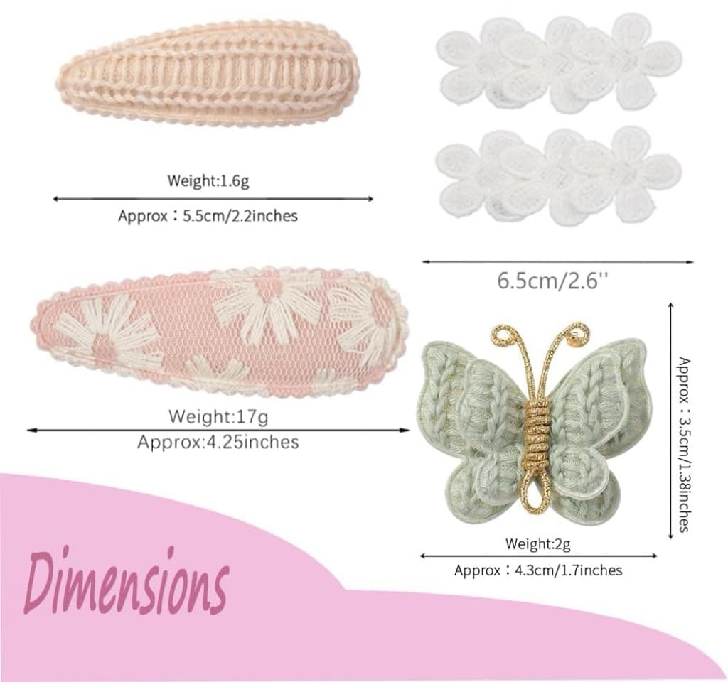 30Pcs Butterfly Flower Hair Clips for Girls - Handmade Fabric Hair Bows Barrettes for Baby, Toddler & Kids - Perfect for School, Parties & Daily Hair Accessories