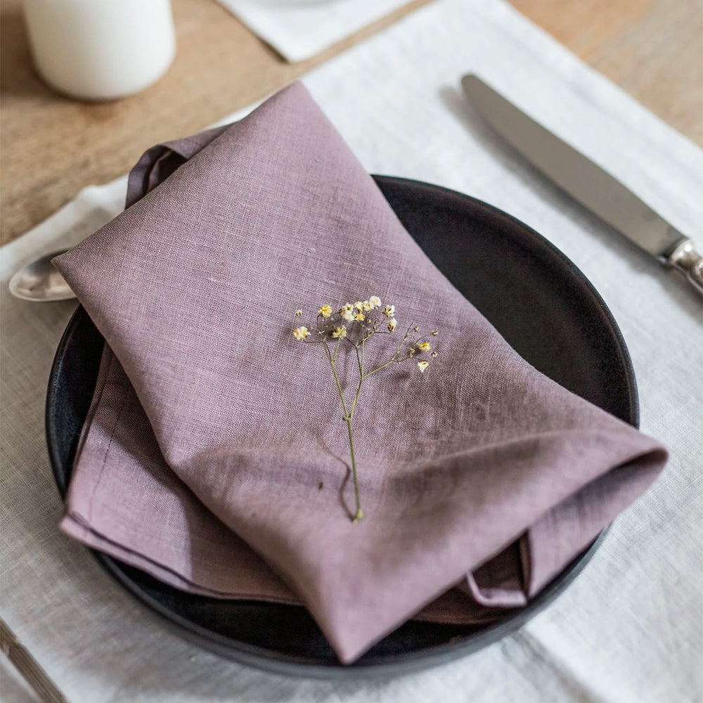 Premium Stevie Linen Napkin Set - 100% Organic Cotton Dinner Napkins (Set of 4/6/8) - Elegant Table Linens for Fine Dining, Wedding Reception & Holiday Decor