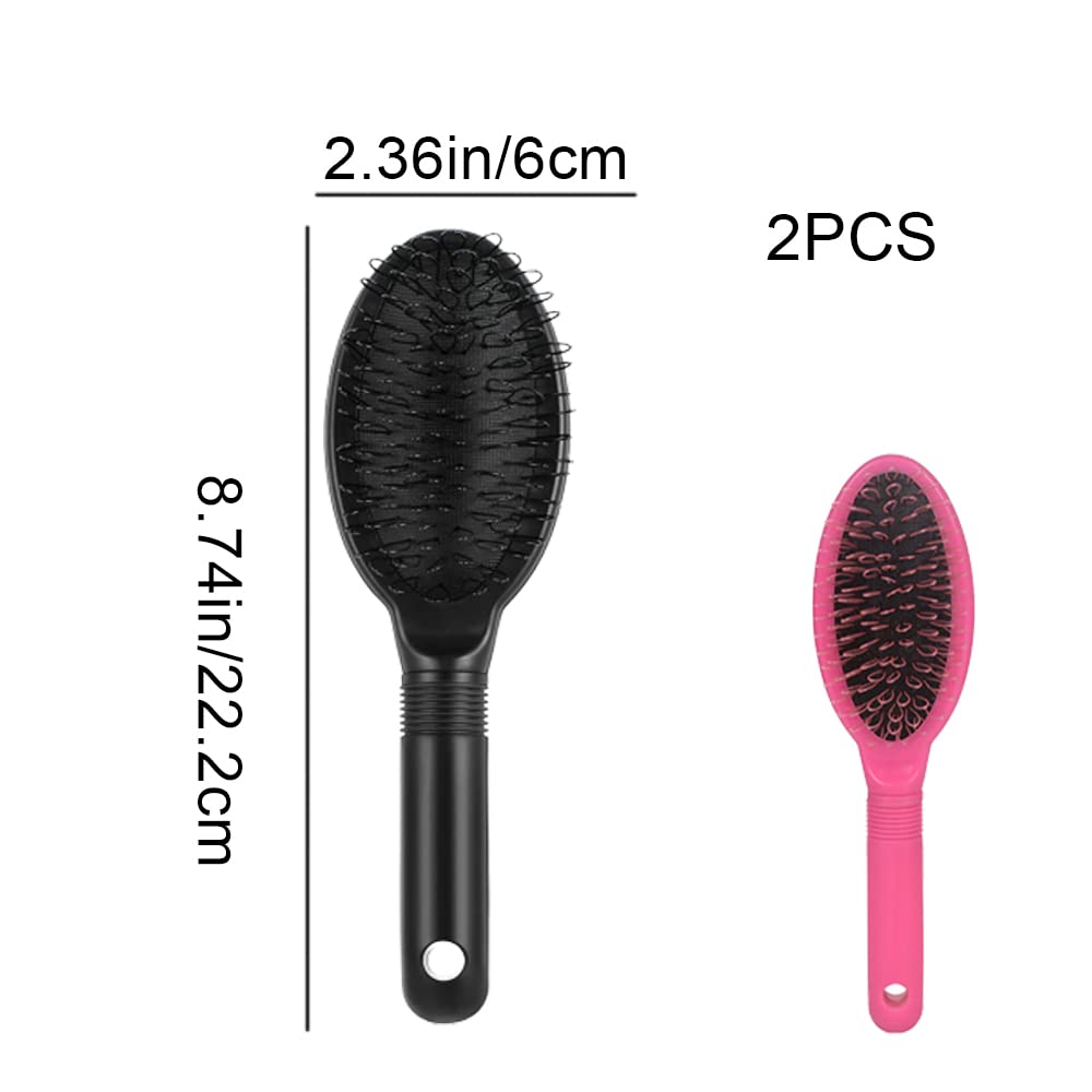 2 Pcs Loop Wig Brush & Hair Extension Detangler - Gentle Brush for Fragile Wigs, Hairpieces & Extensions | Perfect for Daily Styling, Salon Use & Travel Accessories