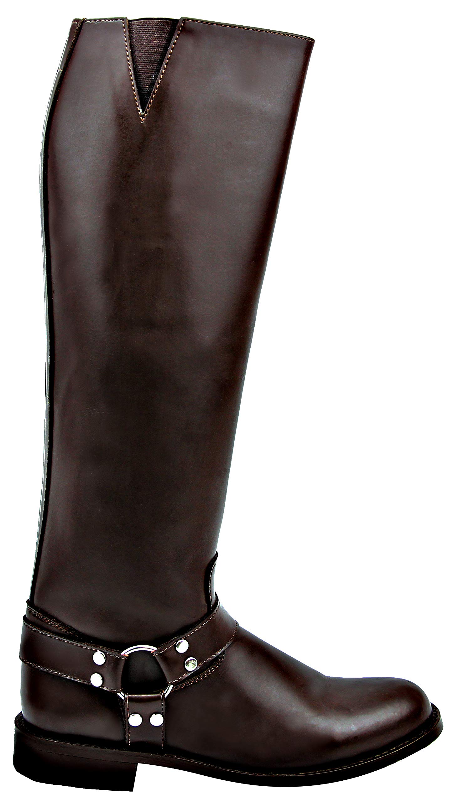 **Casper Men's Leather Motorcycle Riding Boots - Stylish Police Fashion Tall Boots in Brown for Harley, Cruiser & Adventure Bikes**    *(Perfect for Long Rides, Motorcycle Clubs & Urban Street Style)*