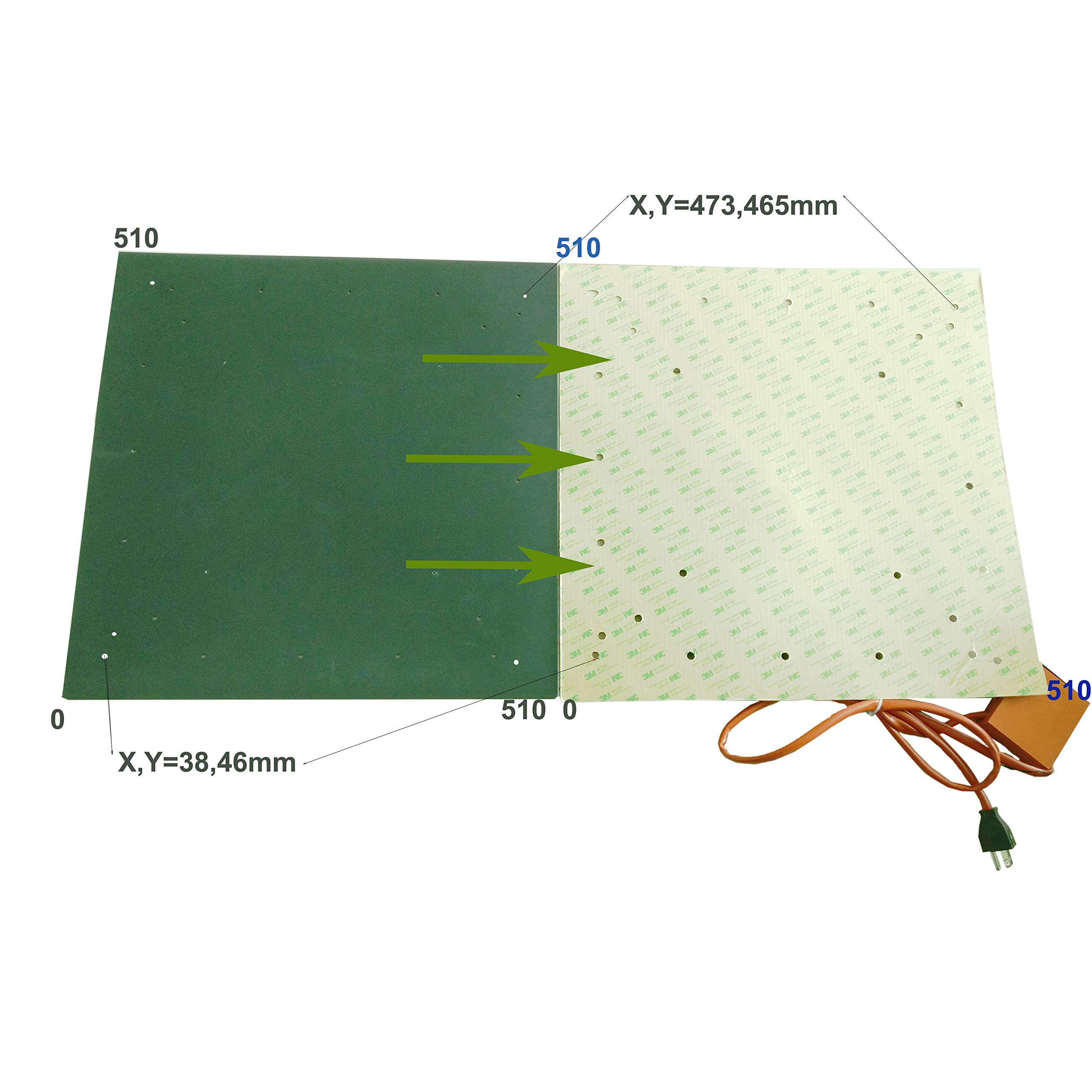510x510mm Silicone Heater Pad for CR-10S5 & CR10S-5 3D Printers | Fast Heating to 100°C in 10 Minutes | Digital Temperature Controller | 110V Only | Perfect for 3D Printing, Bed Leveling & Rapid Prototyping