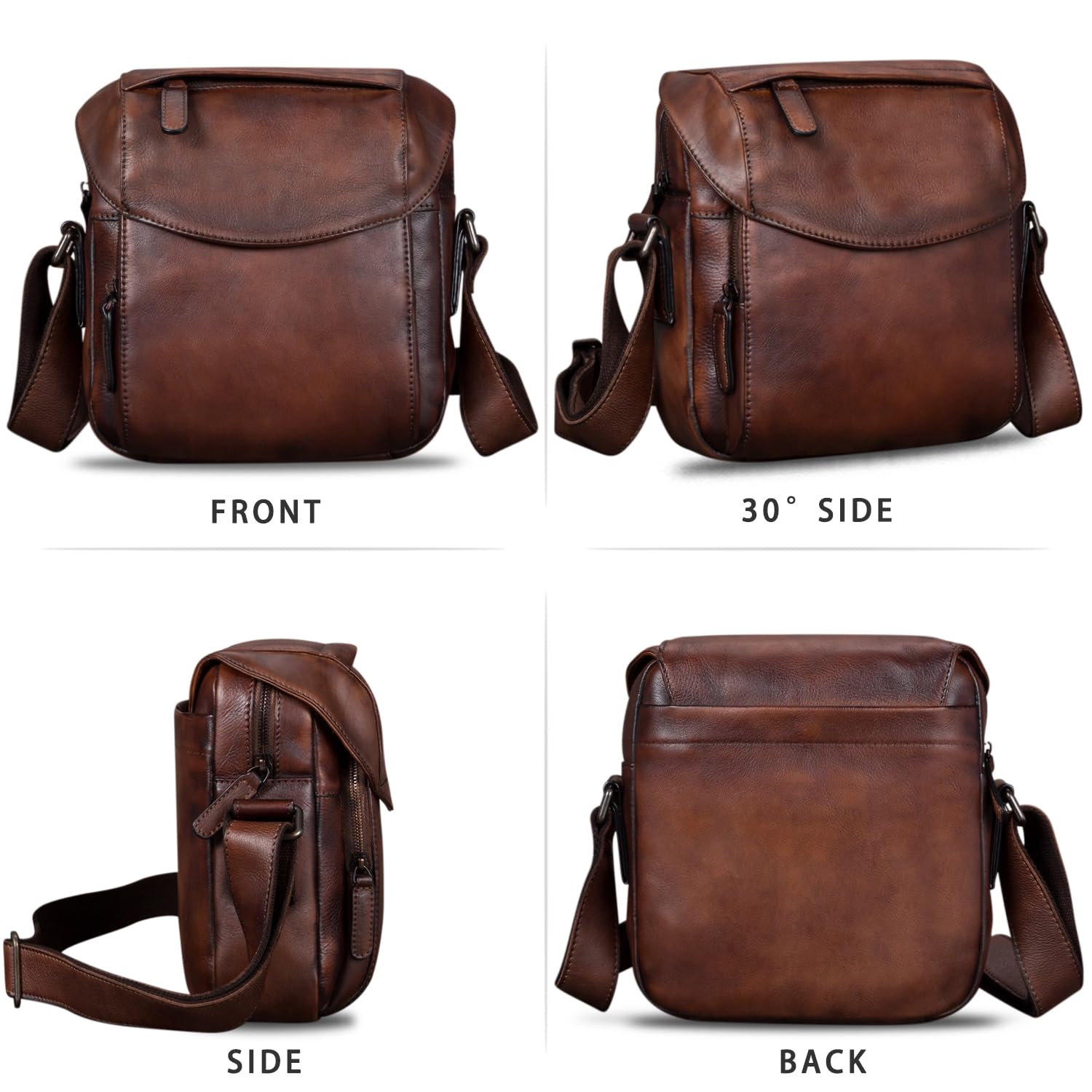 Genuine Leather Messenger Bag for Men - Crossbody Shoulder Satchel Bag - Business Work & Casual Daypack - Perfect for Office, Travel & Daily Commute