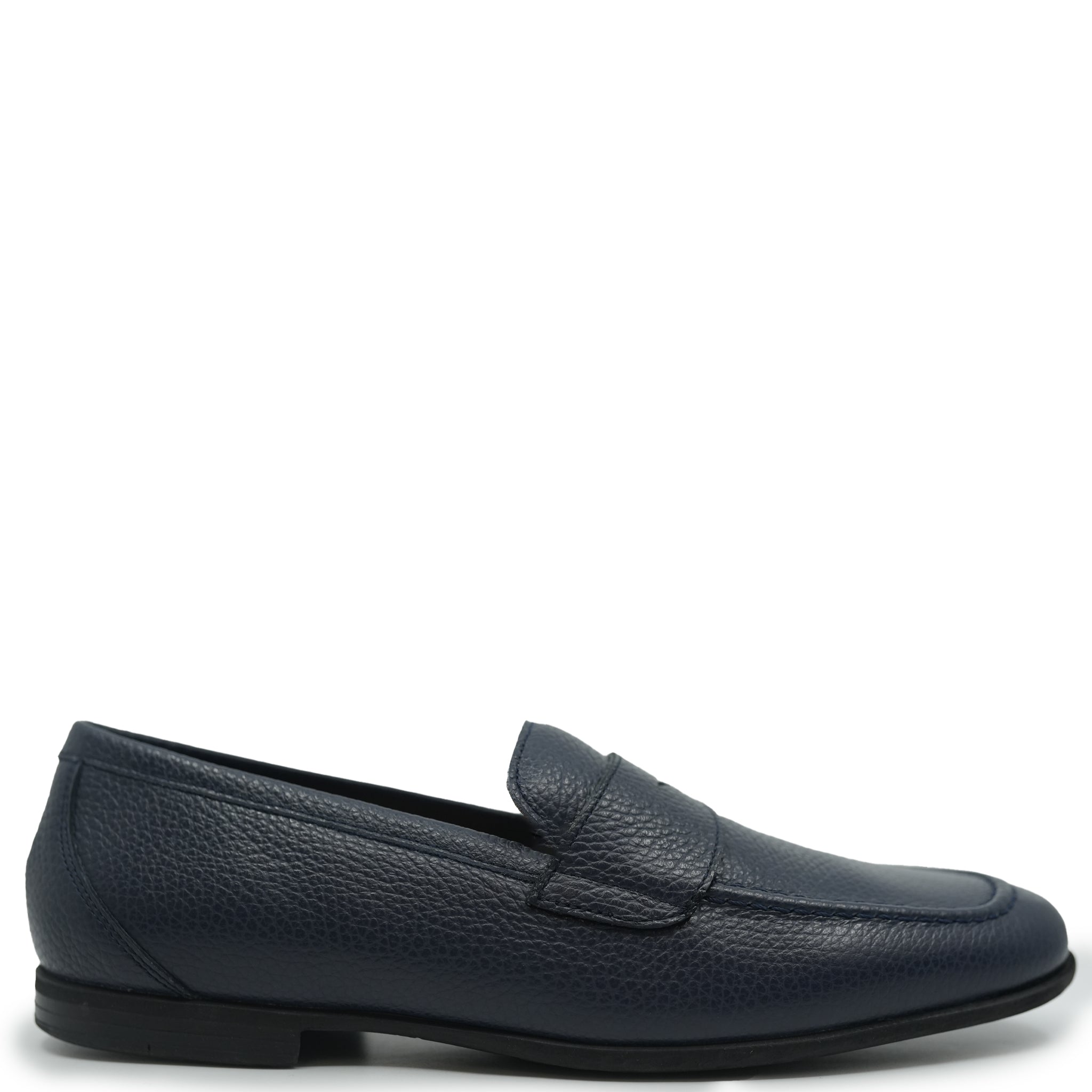 **Men's Atlanta Moccasin Navy Pebbled Leather Penny Loafers – Comfortable Dress Shoes for Business, Office & Casual Wear**