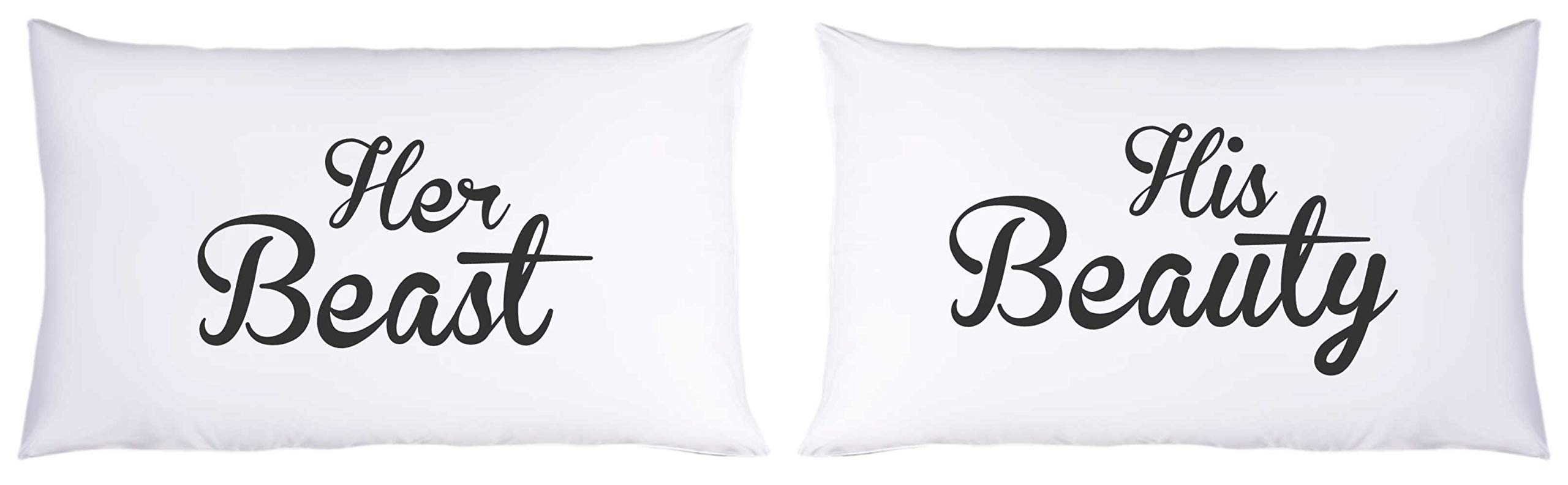 His Beauty Her Beast Couple Pillowcases - Romantic Disney Inspired Bedding Set for Couples, Valentine's Day Gift - Perfect for Anniversary, Wedding, and Cozy Movie Nights