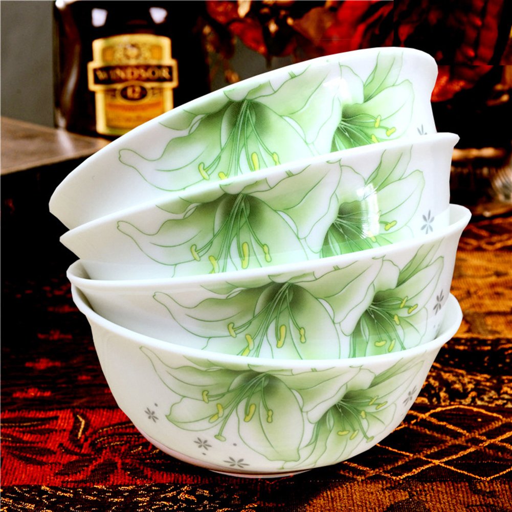 Premium Jingdezhen Porcelain Dinnerware Set - 10-Piece Ceramic Bowls for Rice, Soup, Noodle & Salad (Pattern-05) | Elegant Tableware for Home Dining, Restaurants & Gifts