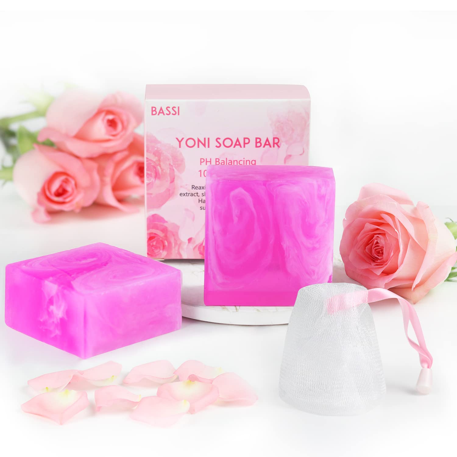 Organic Yoni Soap Bar for Women - 100% Natural Vaginal Wash (2 Pack, 3.53oz) with Foaming Net | pH Balanced Feminine Hygiene Soap for Intimate Care & Odor Control | Perfect for Daily Use, Travel & Post-Workout Refreshment