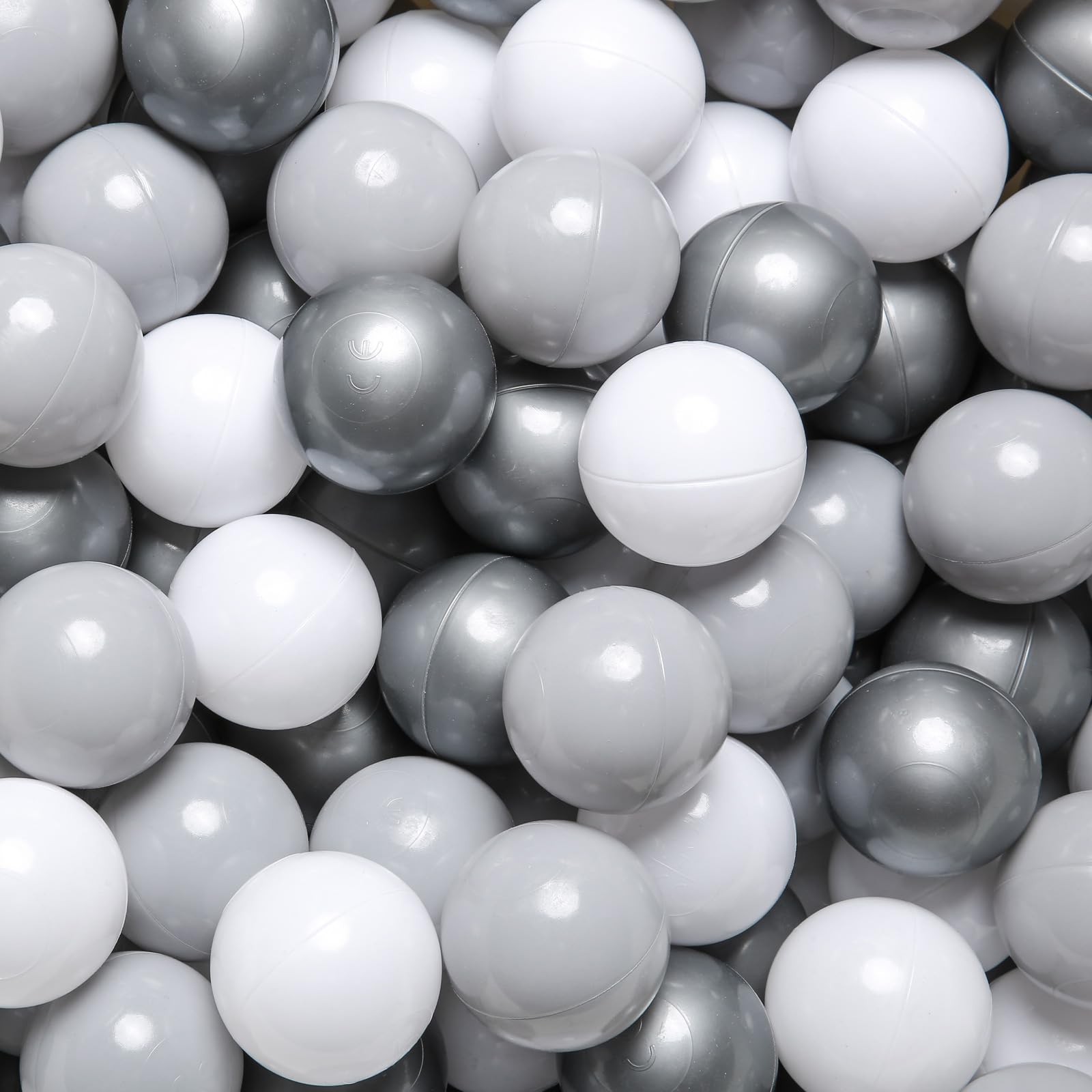 GOGOSO 170-Pack Crush Proof Non-Toxic Plastic Ball Pit Balls for Kids - 2.2 Inch Safe Play Balls in Gray, Light Gray & White | Perfect for Indoor Playrooms, Birthday Parties & Sensory Play Activities
