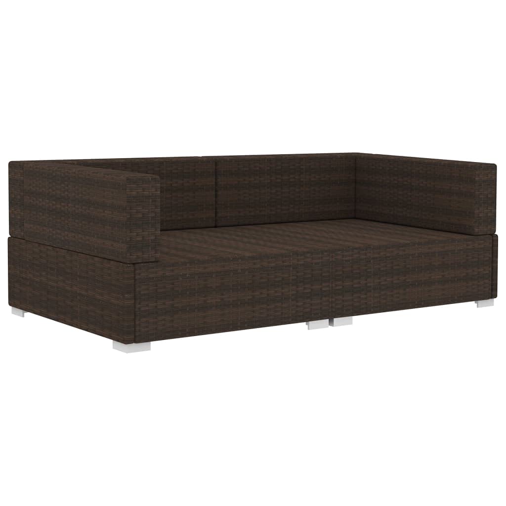 SKM 2-Piece Brown Poly Rattan Sectional Corner Sofa Set with Cushions - Outdoor Patio Furniture for Garden, Balcony & Poolside Relaxation