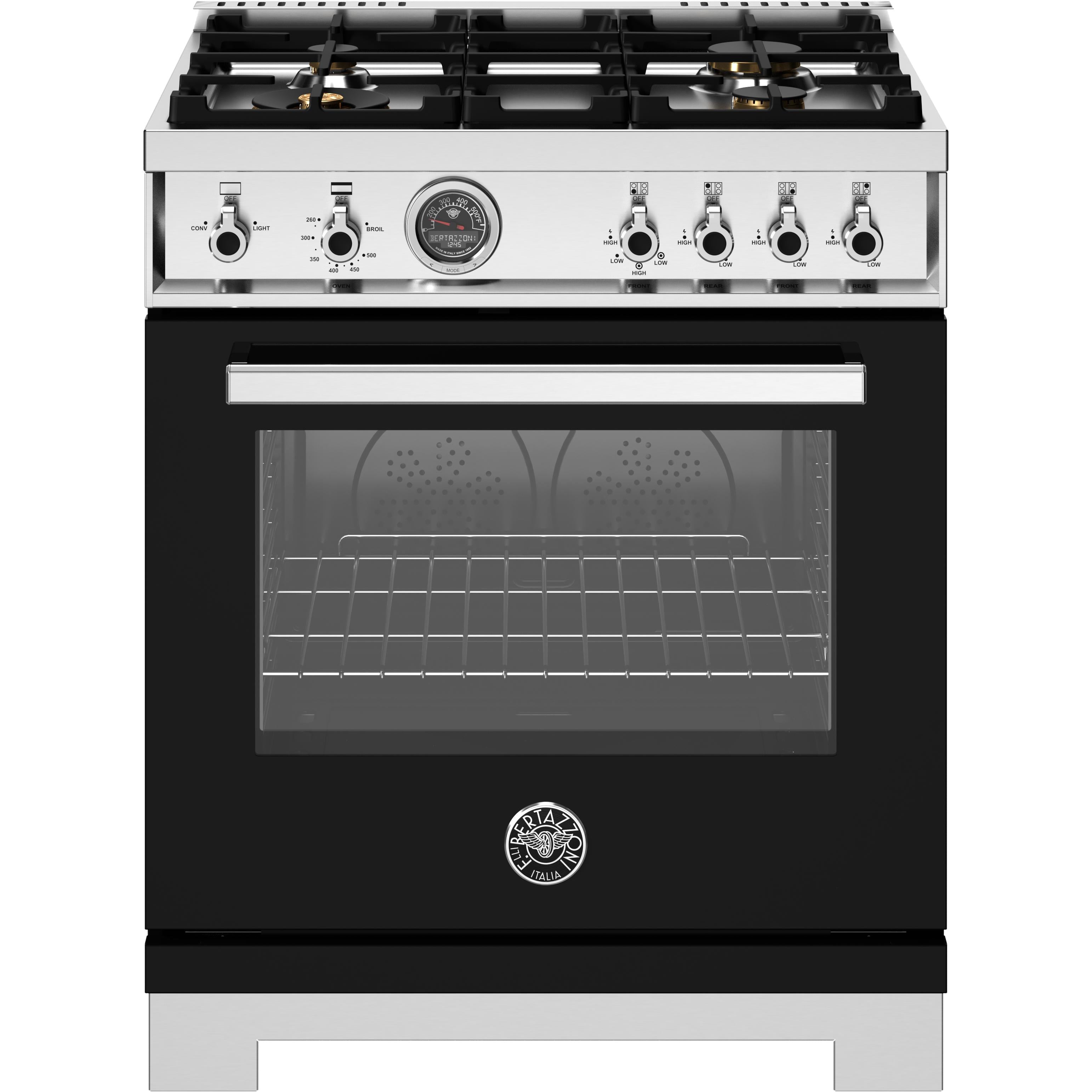 Bertazzoni PRO304BFGMNET 30-Inch Freestanding Gas Range - Professional Style with 4 Burners & Convection Oven for Home Chefs & Gourmet Cooking