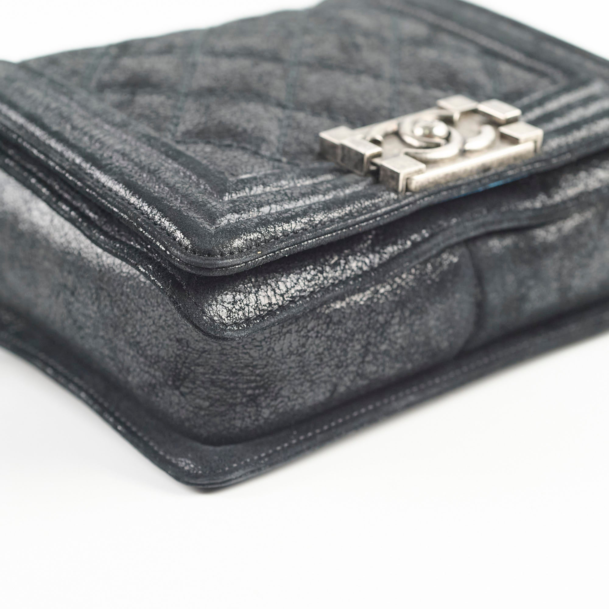 Chanel Square Boy Bag - Genuine Nubuck Suede & Leather Handbag in Black | Luxury Crossbody Purse for Women, Perfect for Evening Parties & Date Nights