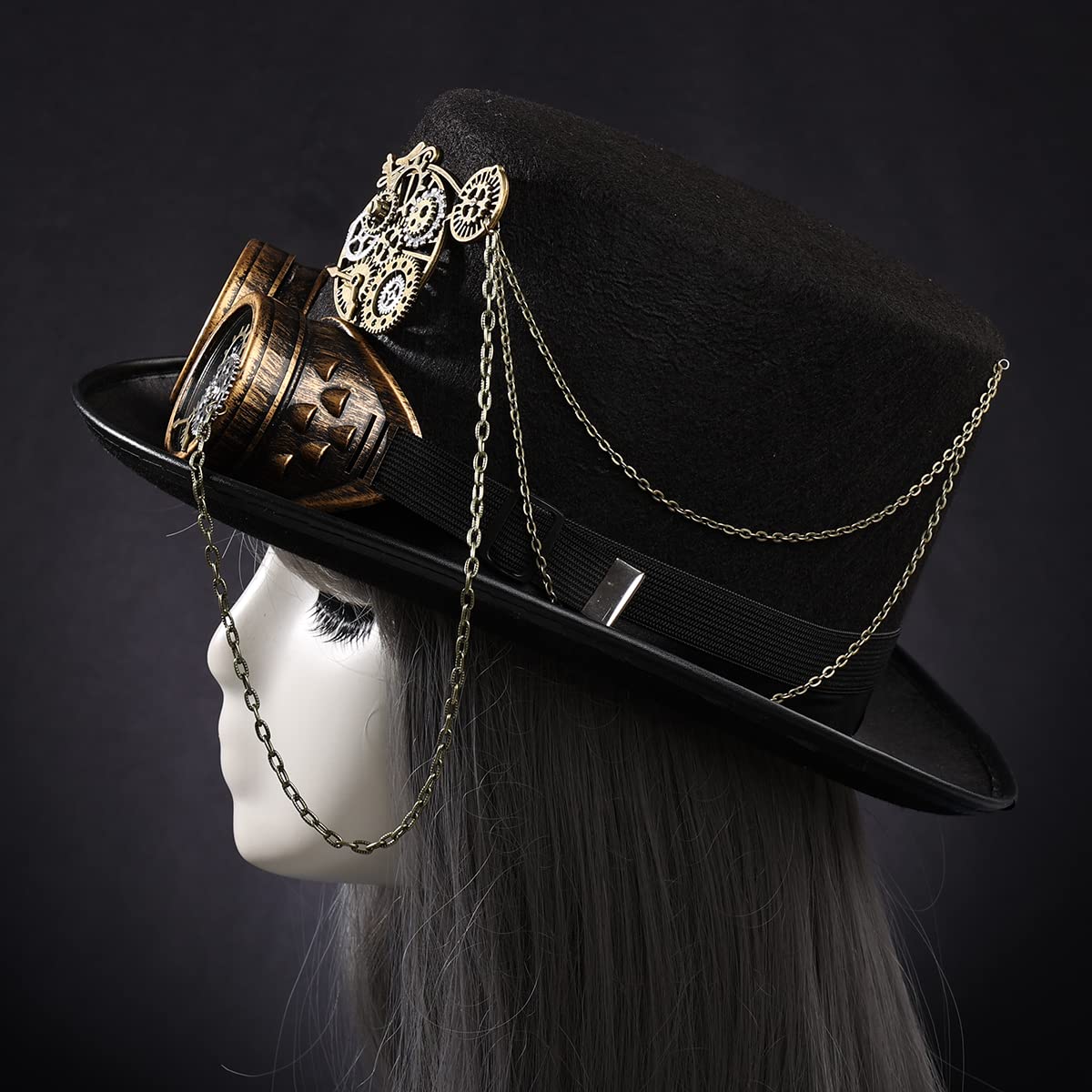 Steampunk Top Hat with Goggles for Women & Men - Victorian Gothic Halloween Costume Accessory for Cosplay, Parties, and Themed Events