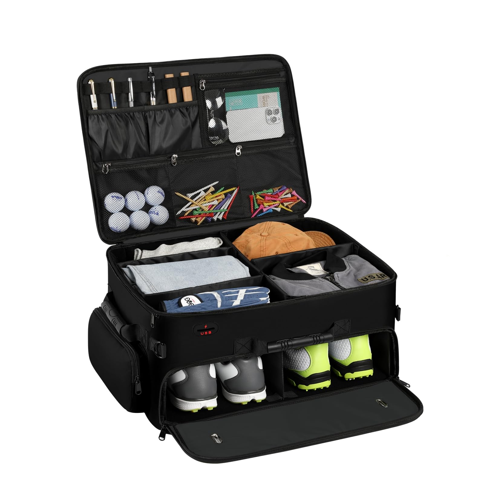 Mogplof Extra Large 2 Layer Golf Trunk Organizer - Water-Resistant Durable Golf Bag for Shoes, Balls, Tees & Accessories (20