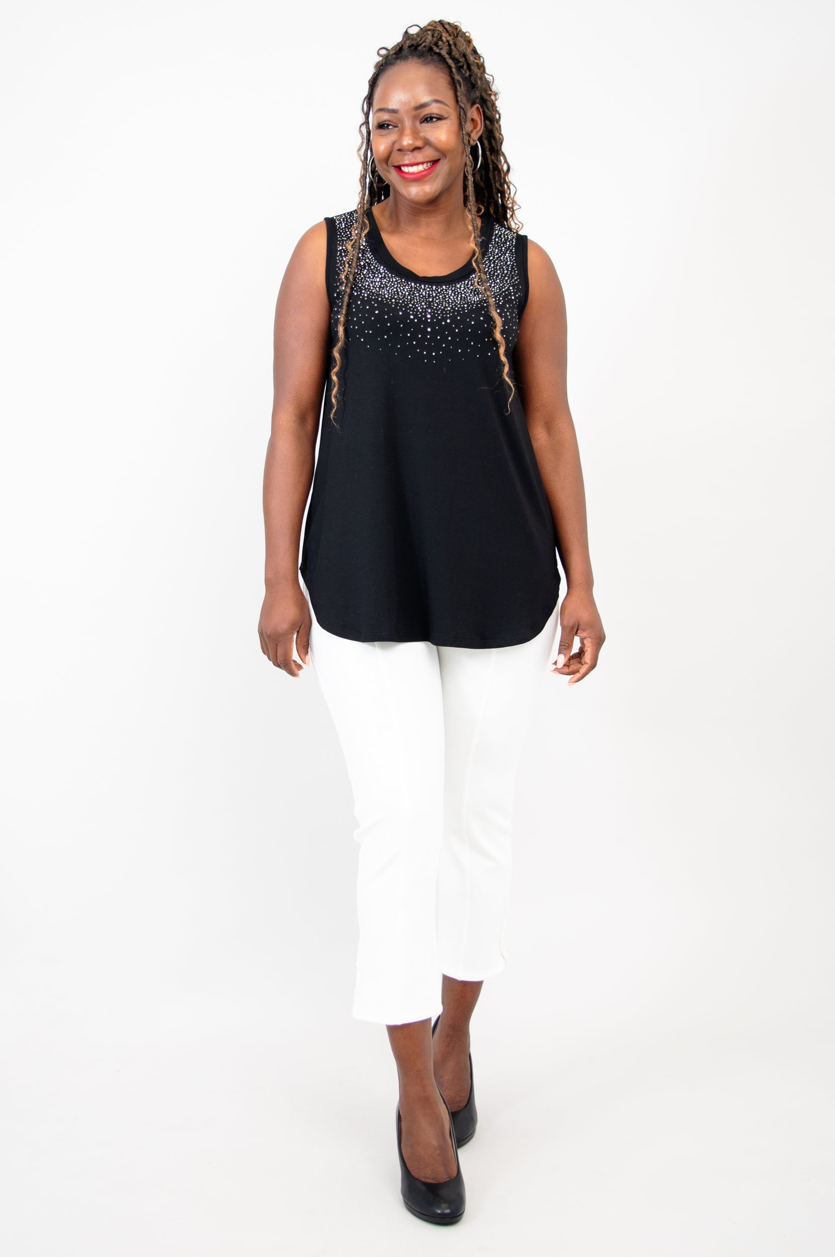 Stylish Jazz Tank Top - Black Diamond Print - Soft Bamboo Fabric for Women | Perfect for Yoga, Dance & Casual Wear