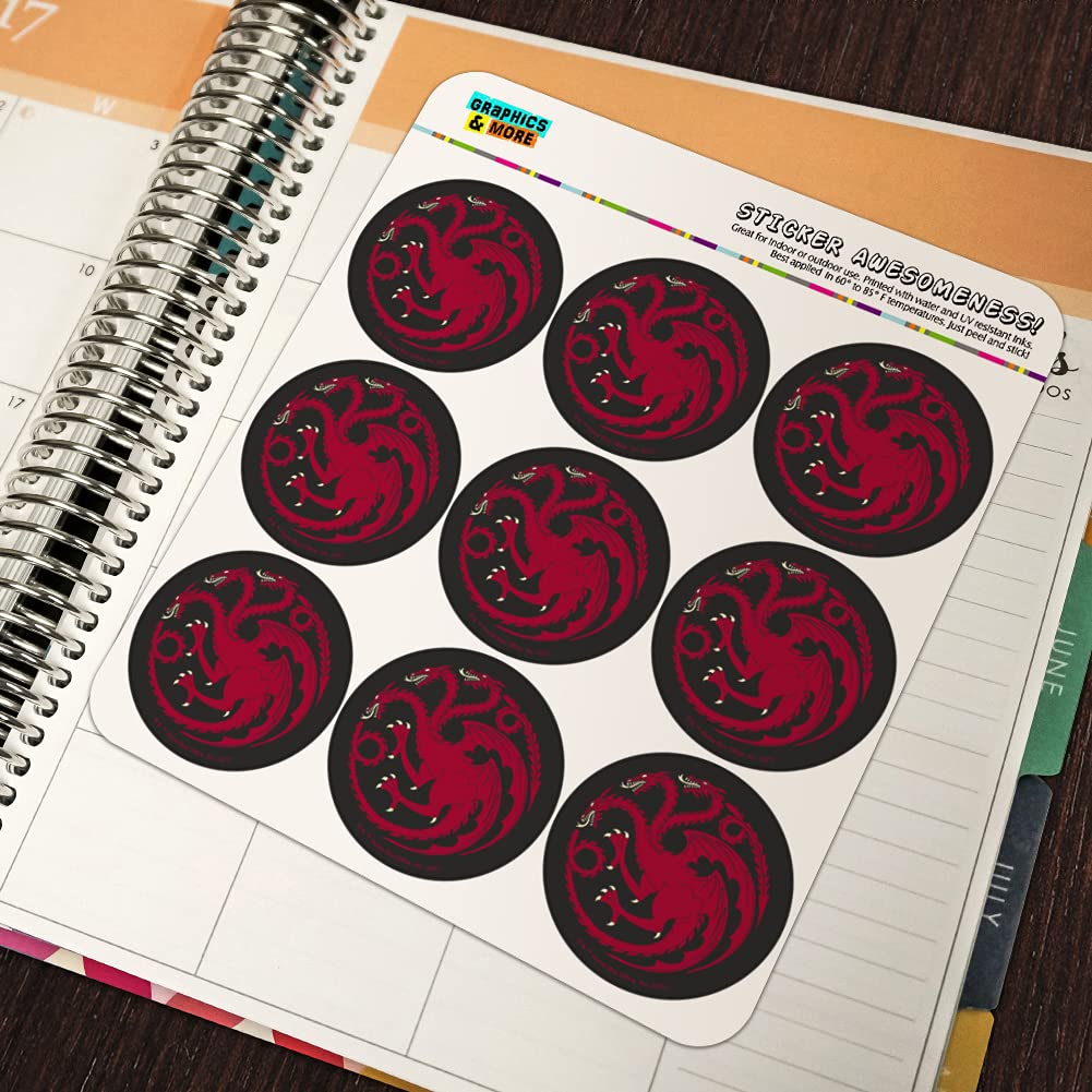 Game of Thrones Targaryen Sigil 1 Inch Clear Stickers for Planners, Calendars, Scrapbooking, Journals & DIY Crafts - Perfect for Bullet Journaling, Gift Decorations & Home Office Organization