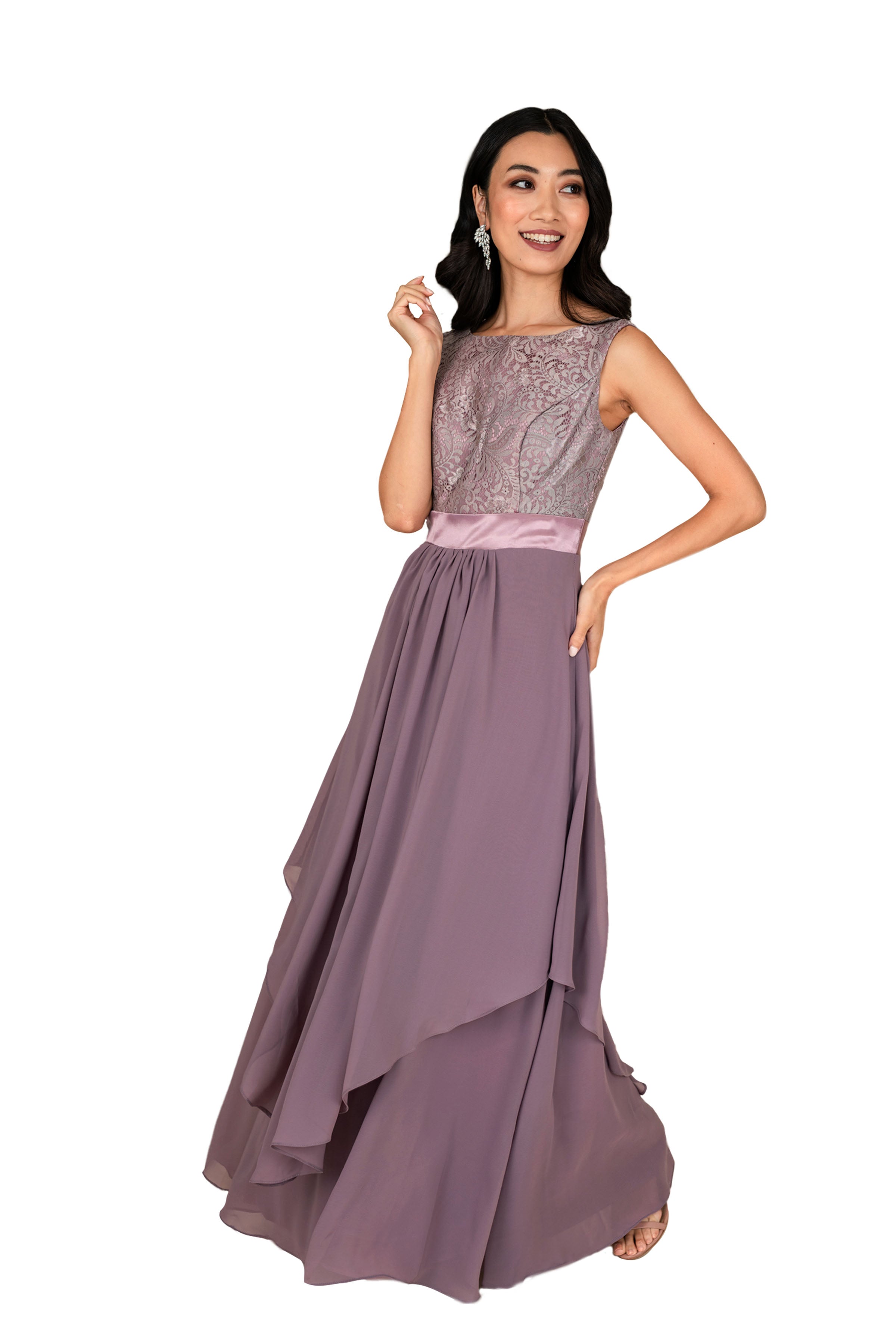 Elegant Women's Chiffon Double Layer Gown - Perfect for Weddings, Parties & Special Occasions