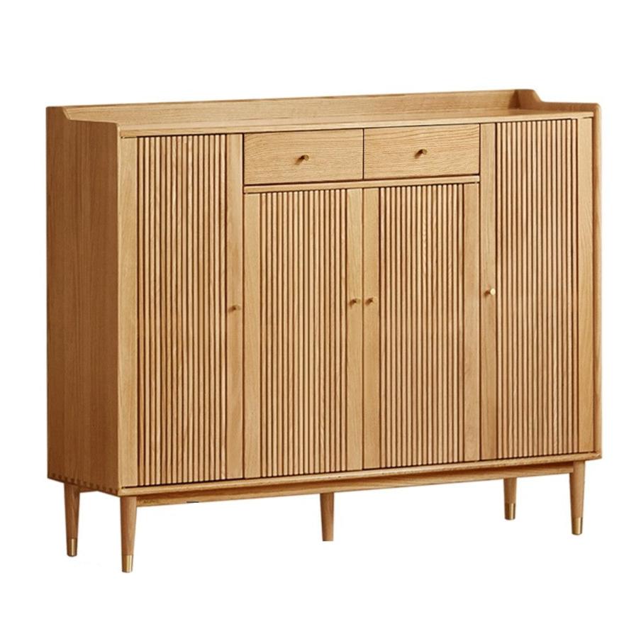 55.1x13.8x42.5 inches / 140x35x108 cm / natural wood color / Four-door shoe cabinet