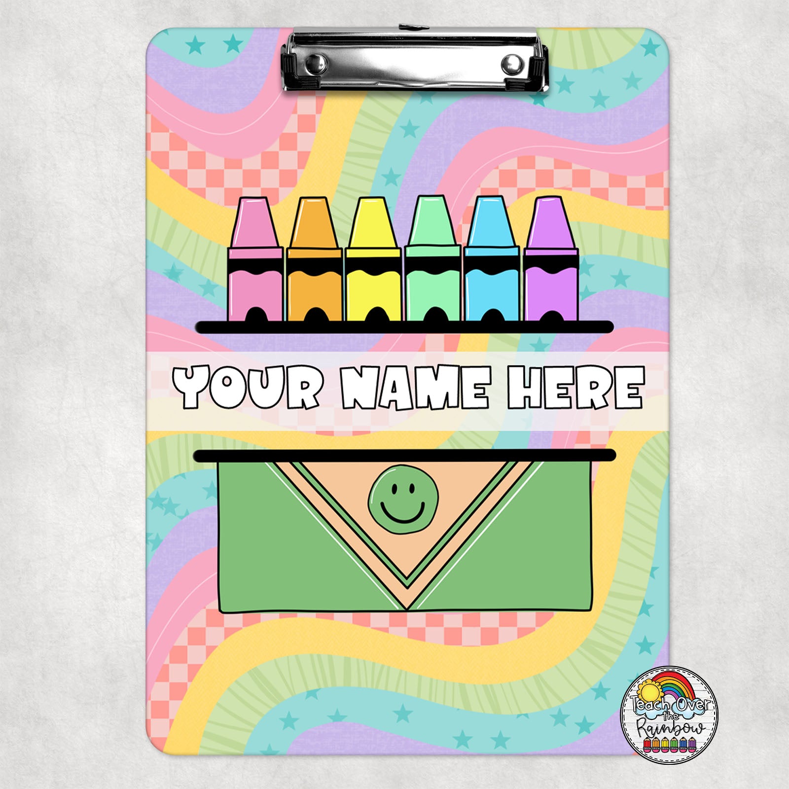 Vintage Rainbow Colored Crayons Clipboard - Colorful School & Office Supplies for Kids, Teachers & Artists - Perfect for Classroom, Art Projects & Creative Note Taking