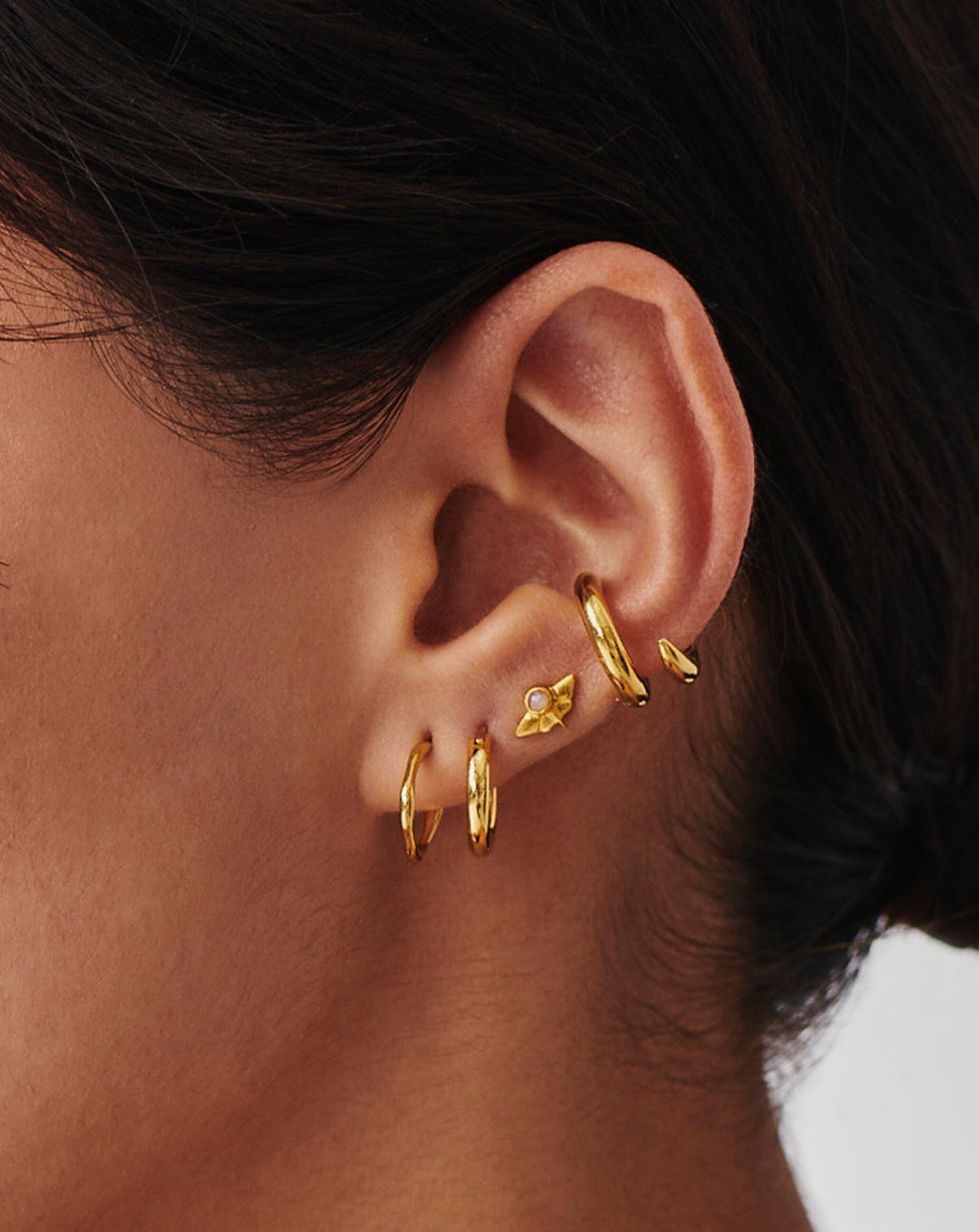 Mini Molten Hoop Earrings - 18k Gold Vermeil Dainty Huggie Earrings for Women | Perfect for Everyday Wear, Date Night & Gifts
