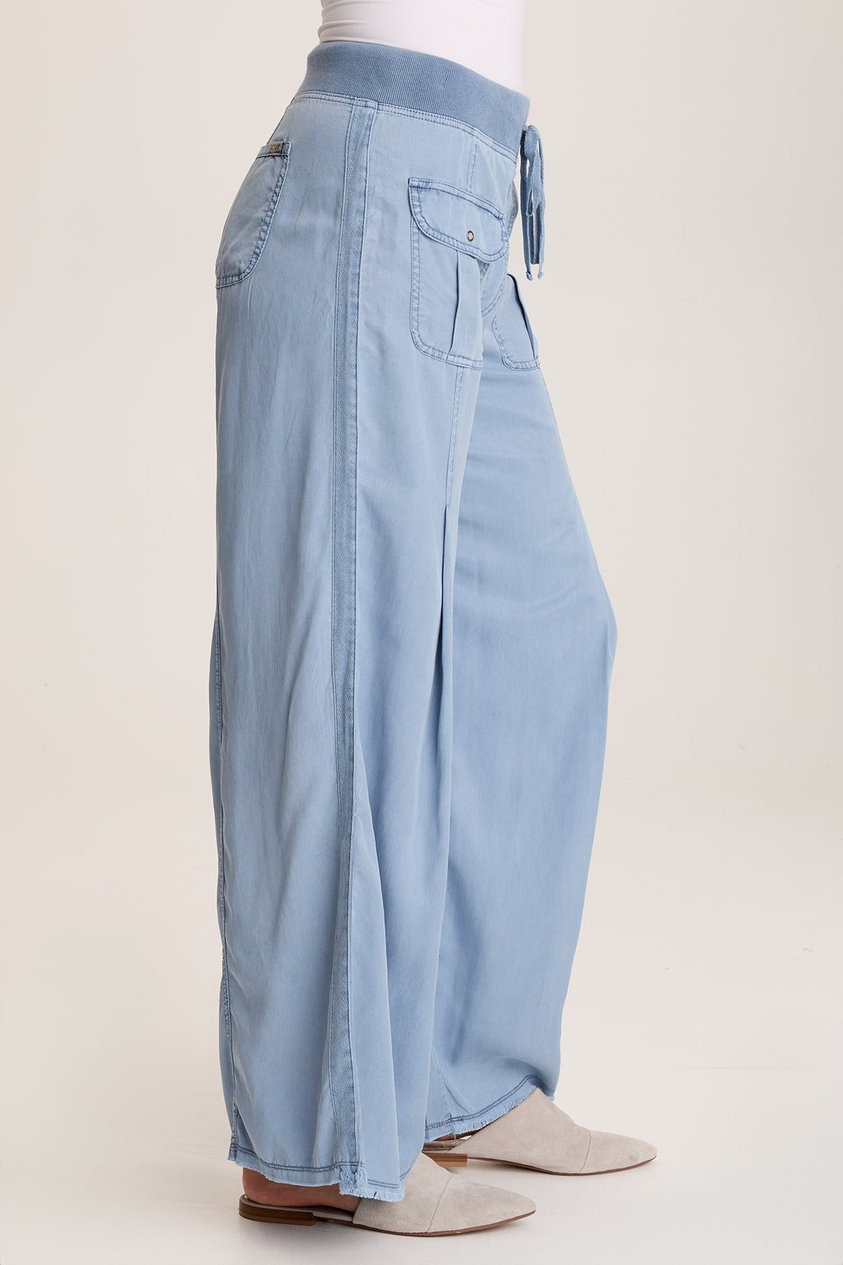 Loen Women's High Waisted Twill Wide Leg Pants - Comfortable Stretch Fabric for Work, Office & Casual Wear