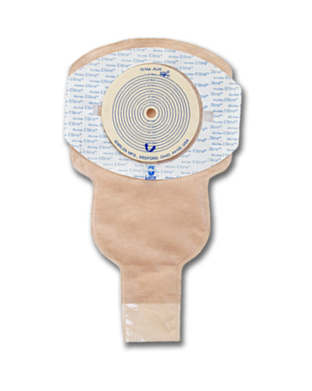 Marlen Ultra Plus 1 Piece Drainable Ostomy Pouch with Snap Lok Closure & SkinShield Barrier - Transparent Flat 2 1/8