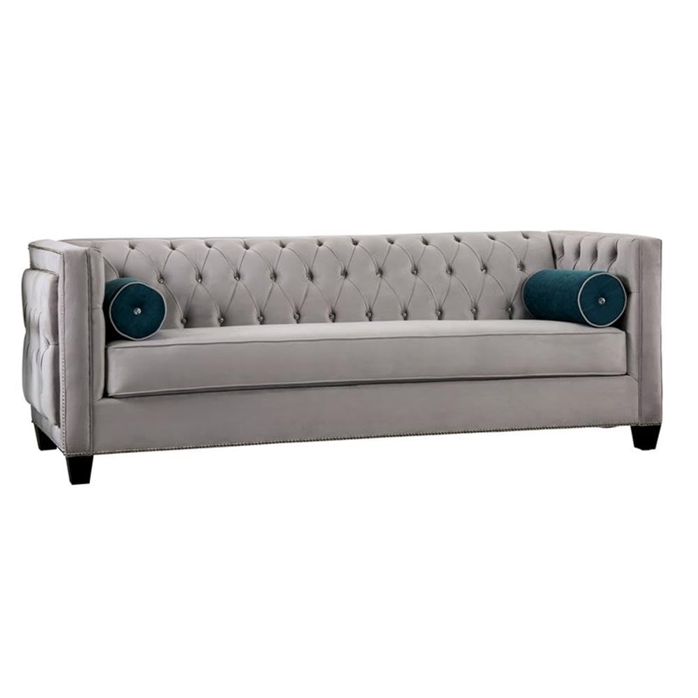 Furniture of America Youngquist Transitional Fabric Upholstered Sofa in Gray - Modern Living Room Couch for Home & Office Comfort