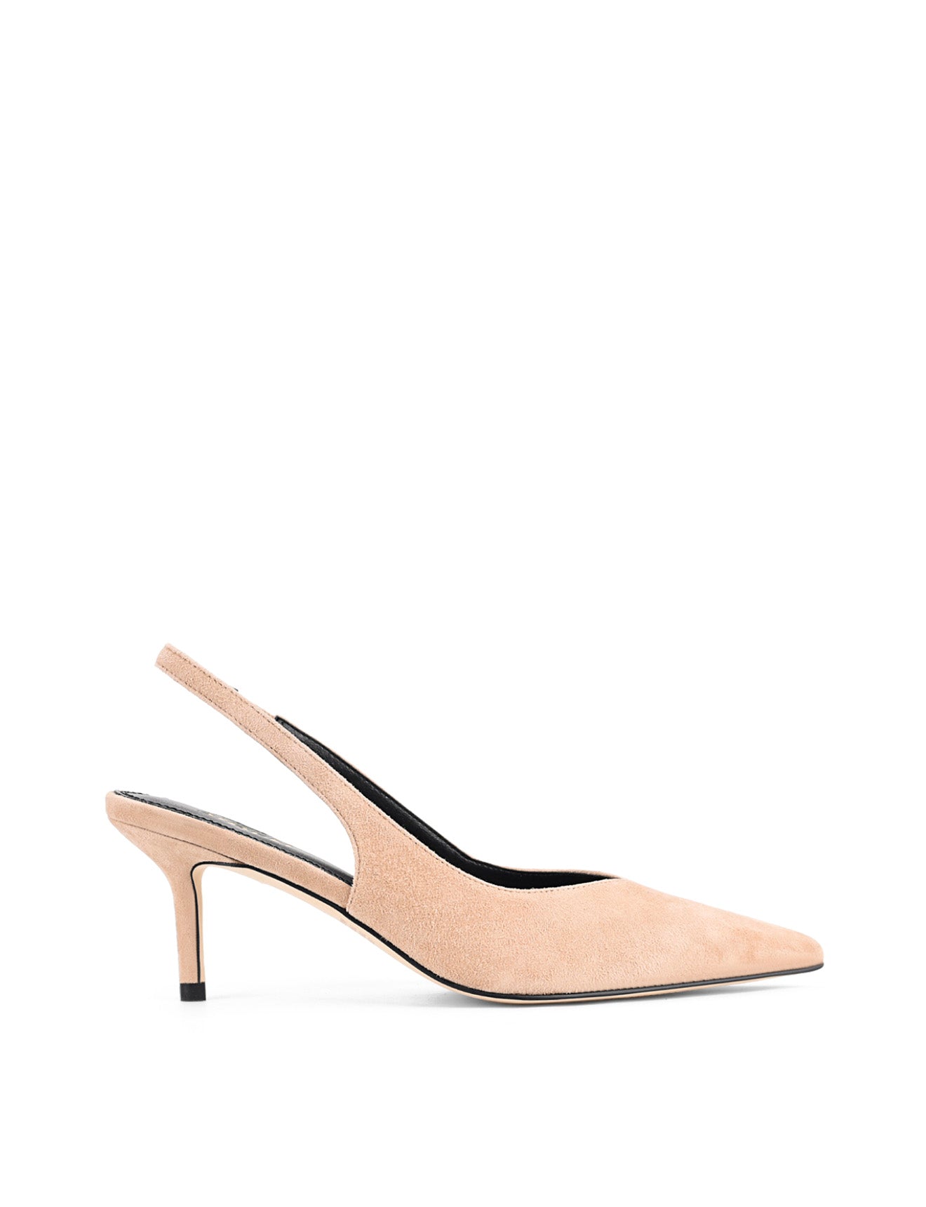 Yory Slingback Kitten Heels - Almond Tan Suede Women's Shoes | Comfortable Low Heel Pumps for Work, Office & Special Occasions